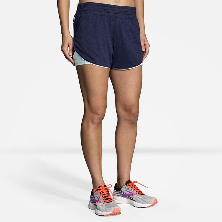 Brooks Womens Rep 3 2-In-1 Running Shorts - Blue (062793-QJX)